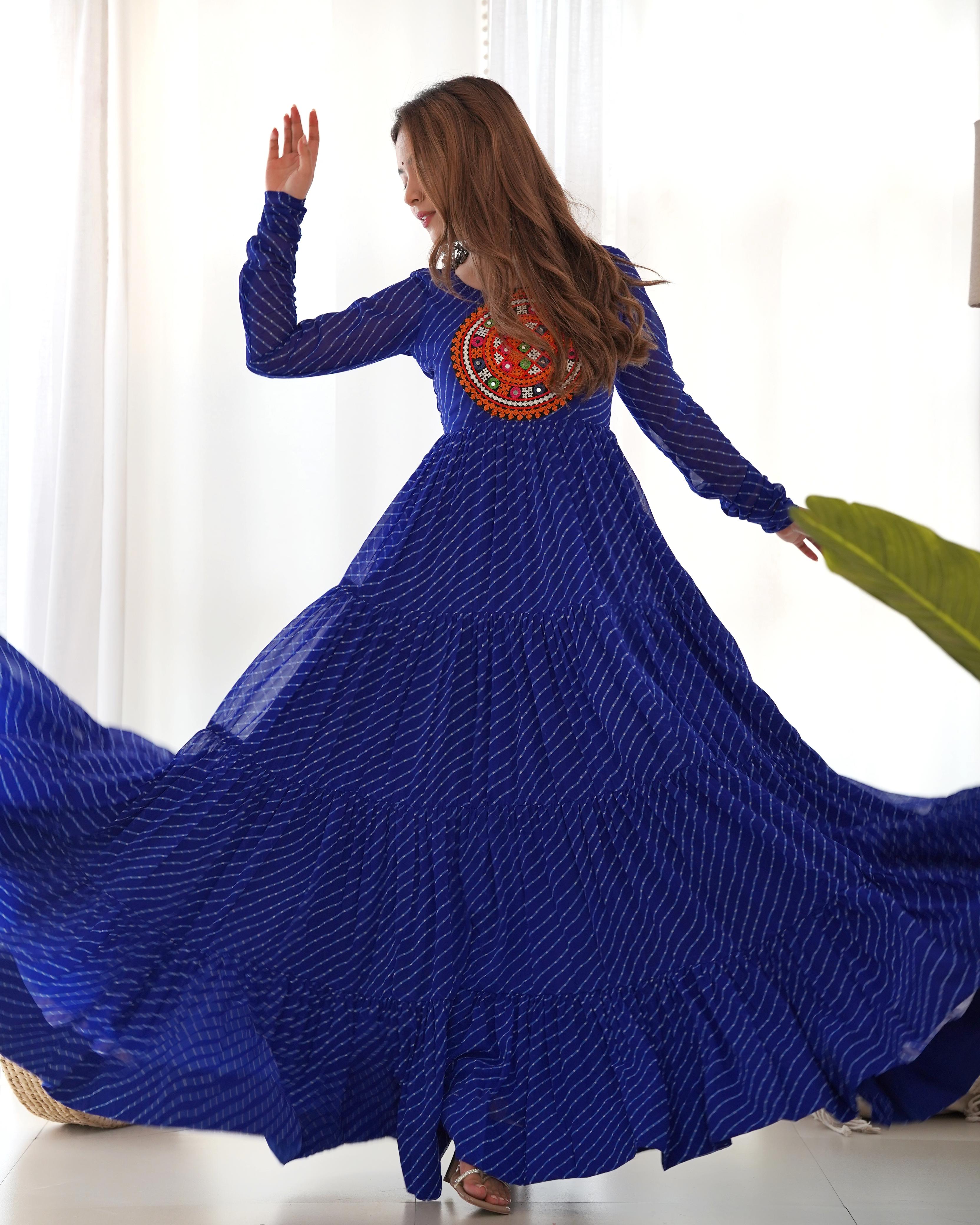Heavy Pure Soft Fox Georgette Laheriya Print Gown
