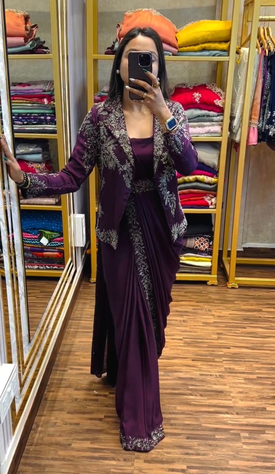 Elegant Saree with Embroidered Jacket