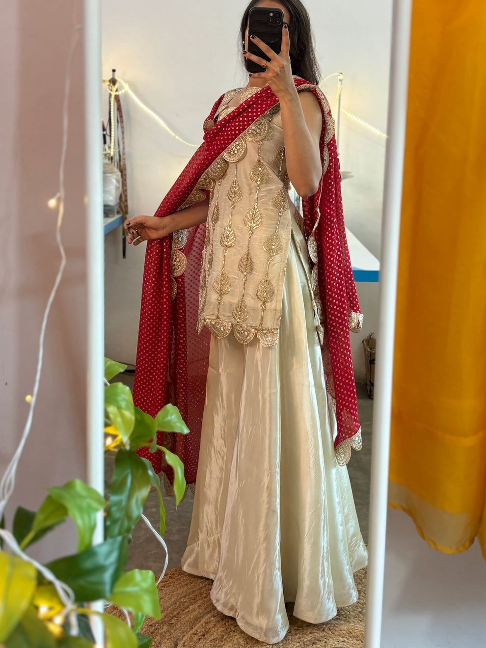 White Soft Chinon Embroidered Work Suit Set with Dupatta