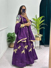 Royal Purple Embroidered Anarkali Gown
