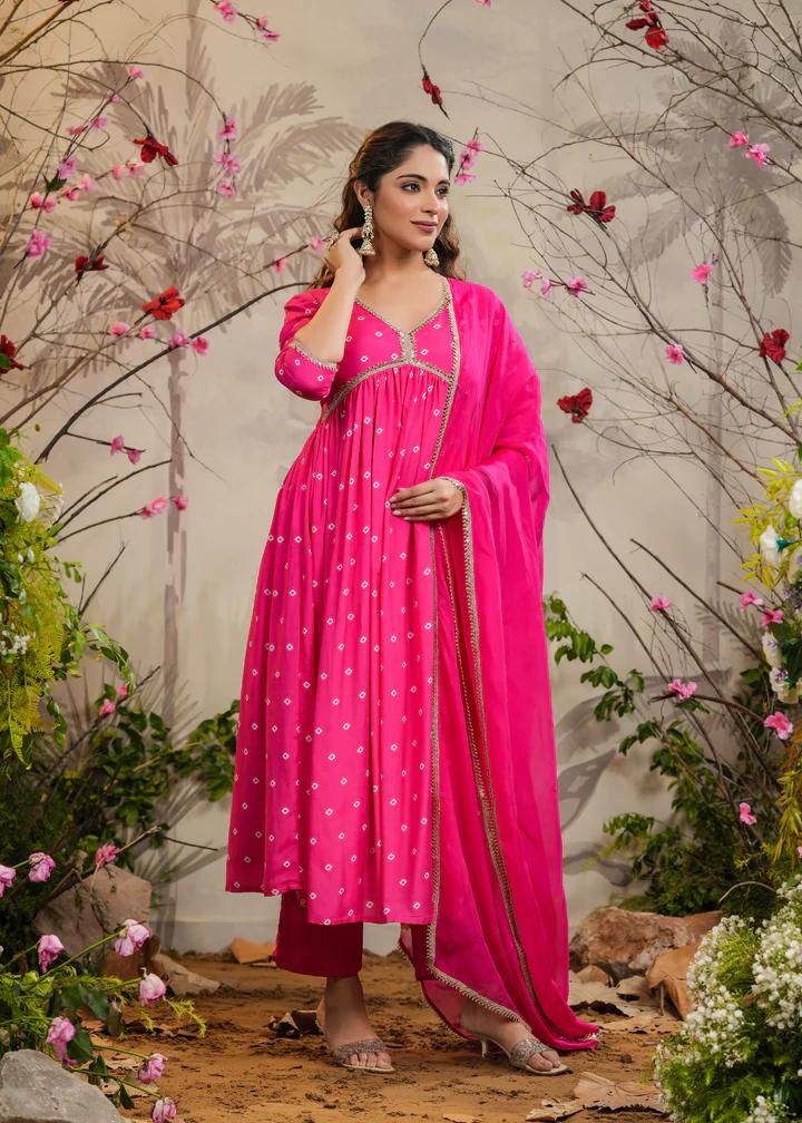 Georgette Anarkali Kurta Set with Dupatta