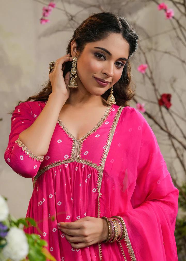 Georgette Anarkali Kurta Set with Dupatta
