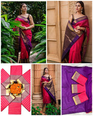 Pure Silk Traditional Kanjivaram Saree with Contrast Zari Border