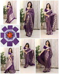 Majestic Purple Zari Woven Banarasi Silk Saree