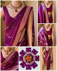 Regal Purple Silk Saree – Perfect for Wedding and Traditional Occasions