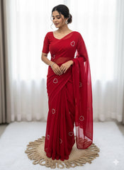 Georgette Saree with Hearts.