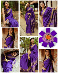 Royal Purple Silk Saree with Golden Zari Border