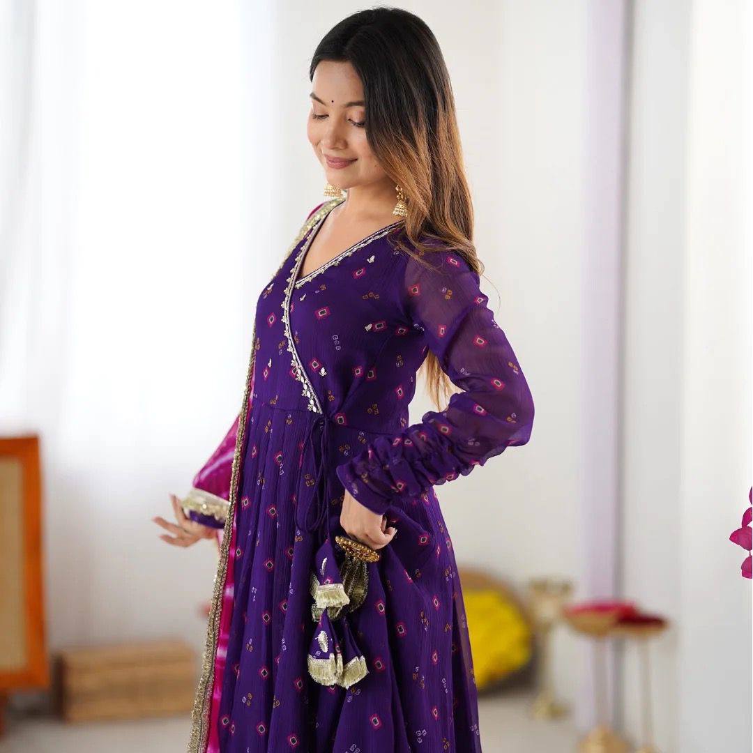 Elegant Anarkali Set with Dupatta and Tassel Detailing