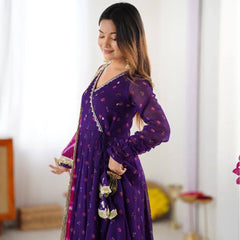 Elegant Anarkali Set with Dupatta and Tassel Detailing
