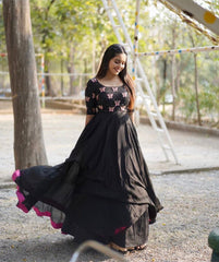 Butterfly Garden Black Anarkali Gown