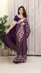 Majestic Purple Zari Woven Banarasi Silk Saree
