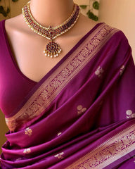 Regal Purple Silk Saree – Perfect for Wedding and Traditional Occasions