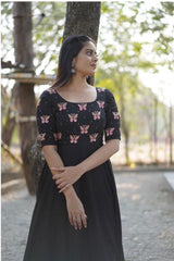Butterfly Garden Black Anarkali Gown