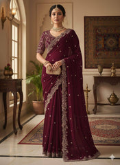 Saree with Silver Embroidery.