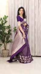 Majestic Purple Zari Woven Banarasi Silk Saree