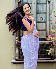 Lavender Casual Saree with Purple Blouse.
