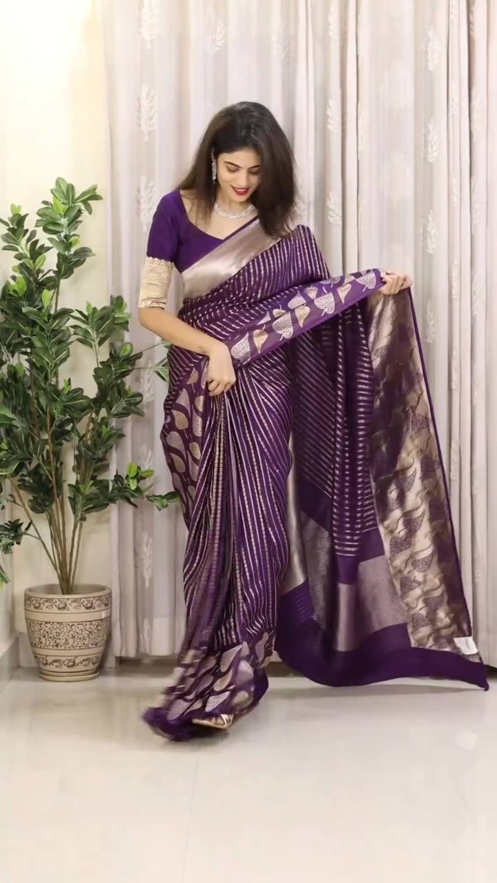 Majestic Purple Zari Woven Banarasi Silk Saree