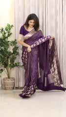 Majestic Purple Zari Woven Banarasi Silk Saree
