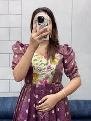 Elegant Charm in Plum & Floral Grace