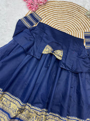 Royal Blue Gown with Traditional Zari Border
