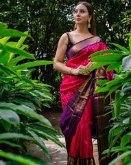 Pure Silk Traditional Kanjivaram Saree with Contrast Zari Border