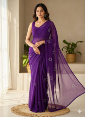 Georgette Saree with Hearts.