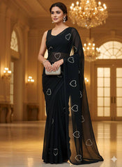 Georgette Saree with Hearts.